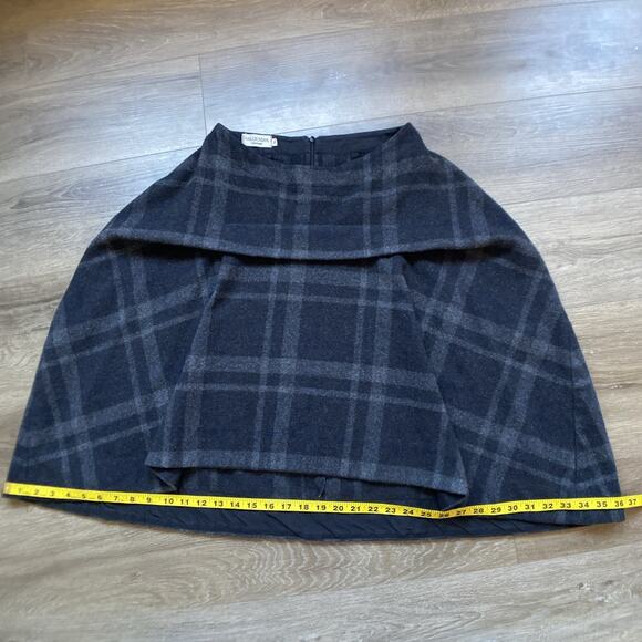 Ivan Grundahl Asymmetrical Balloon Skirt Sz 36 Black Gray Plaid Wool High Waist - Picture 10 of 12